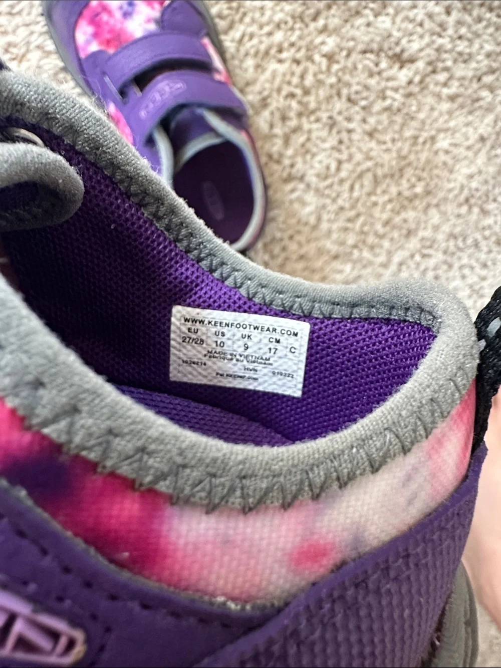 KEEN Kids Purple and Pink Tie-Dye Velcro Water Shoes
